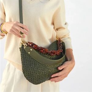 Clare V Army Rattan Moyen Messenger Bag